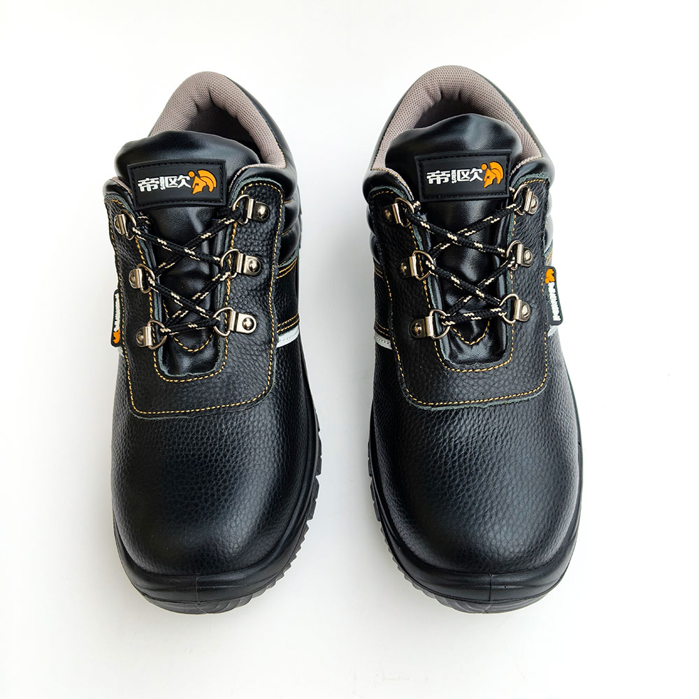 black leather safety shoes side profile