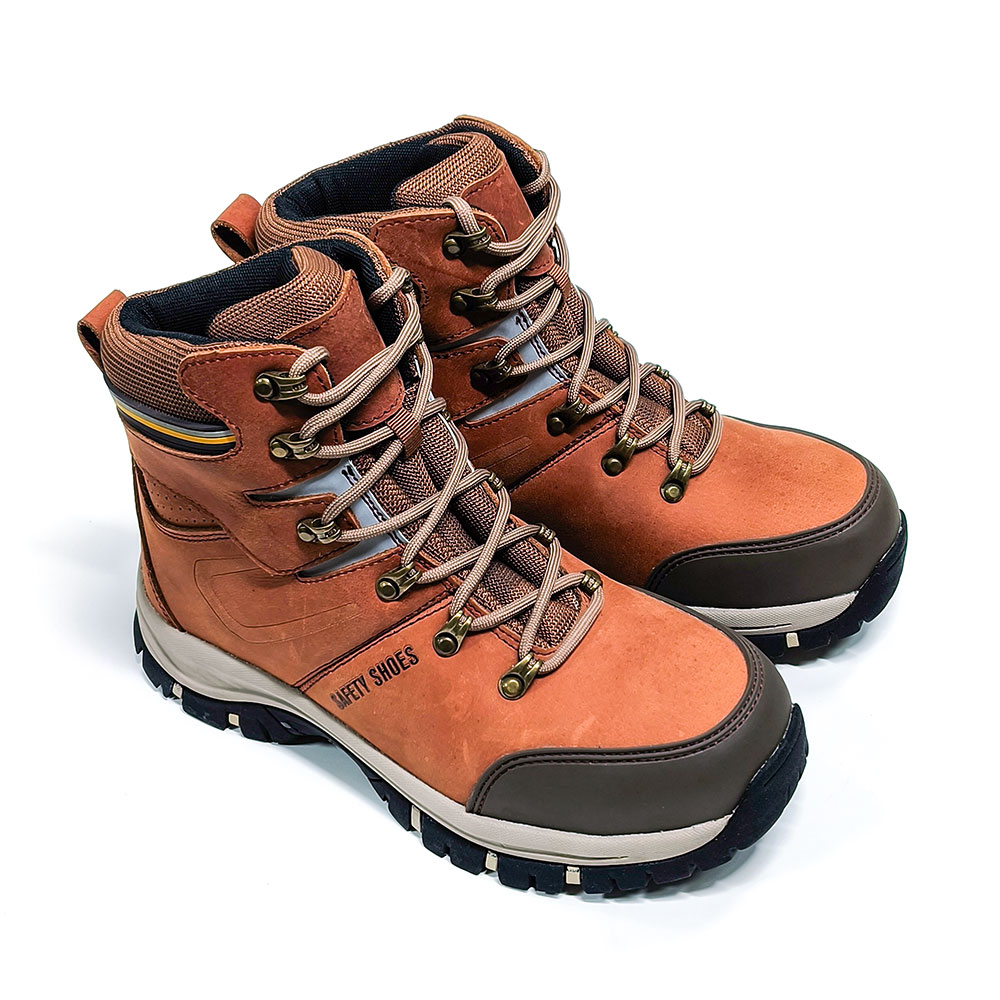 Steel toe safety shoes with PU outsole for factory work areas