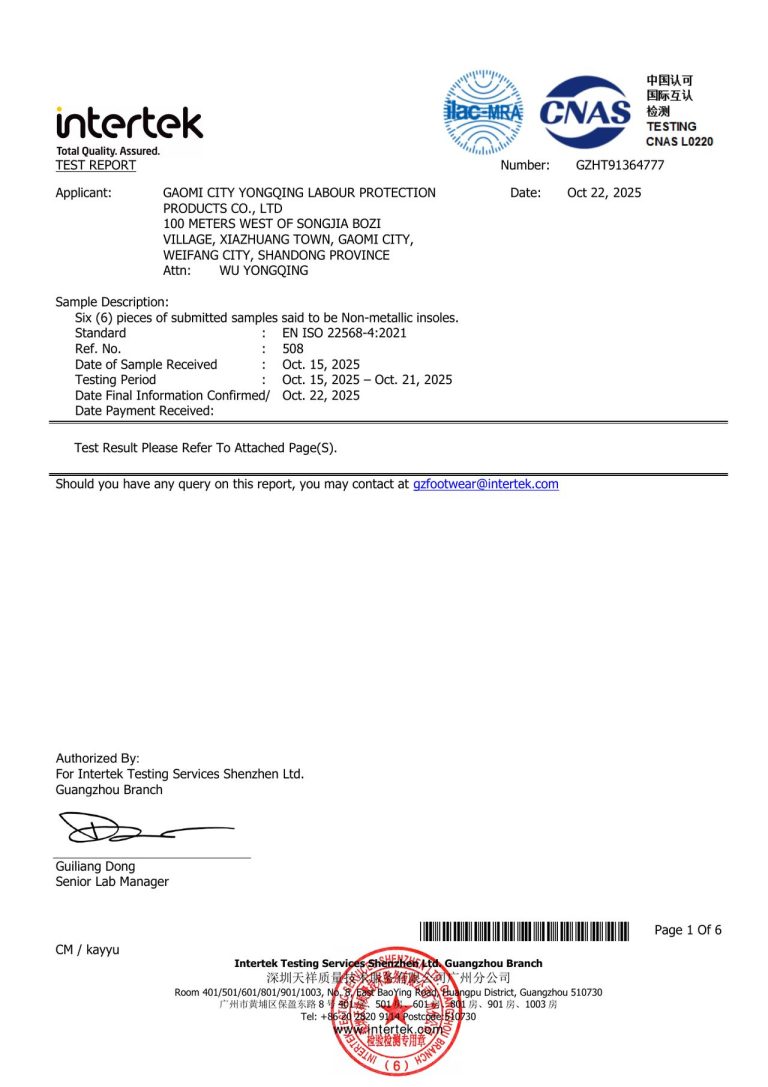 CE Kevlar Puncture-Resistant Midsole Report - Page 1 image