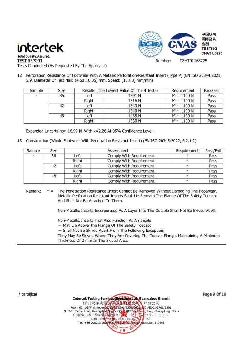 CE Safety Footwear Test Details - Page 11 image