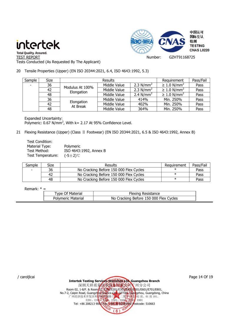 CE Safety Footwear Test Details - Page 16 image