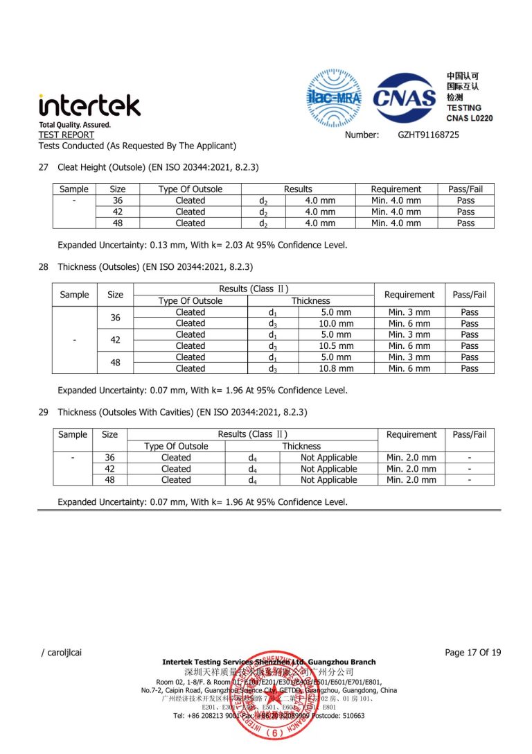 CE Safety Footwear Test Details - Page 19 image