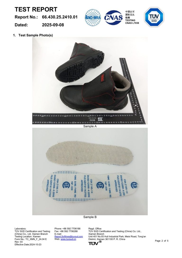TUV SUD Safety Shoe Test Report - Page 2 image