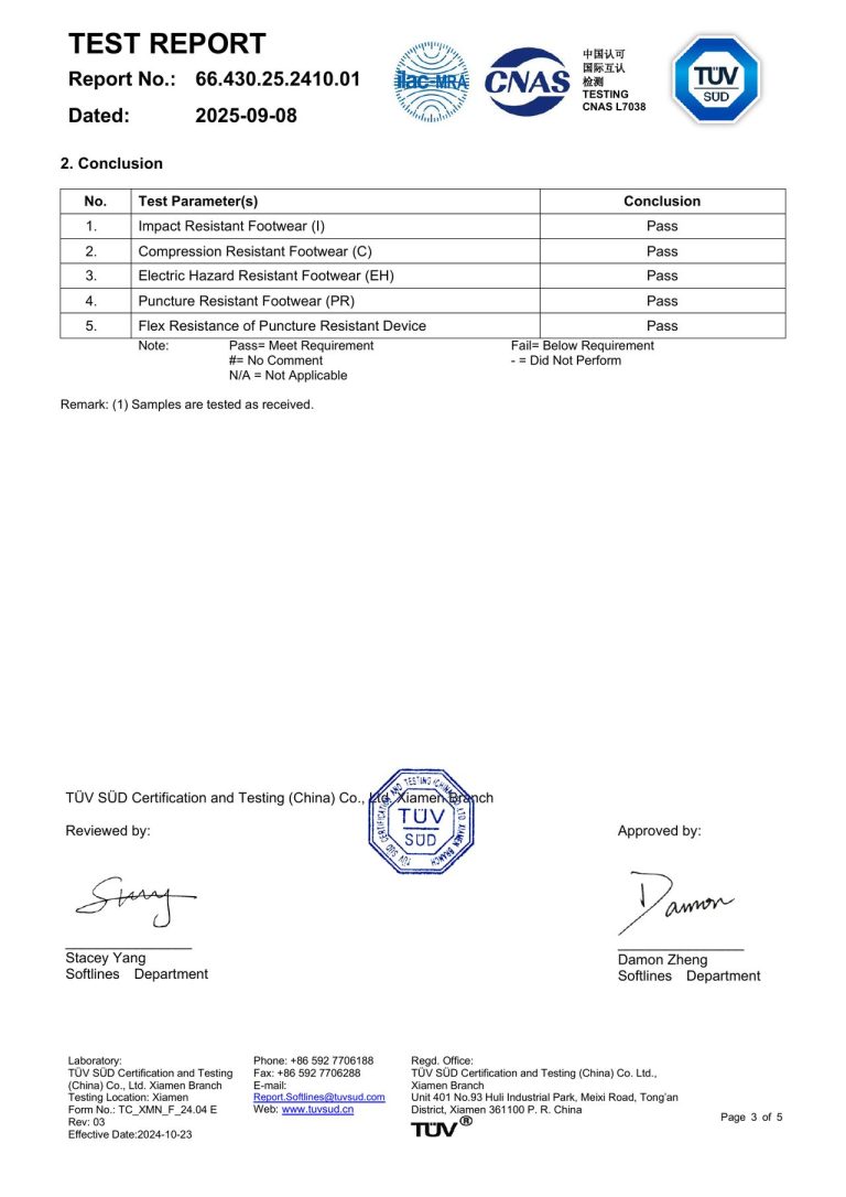 TUV SUD Safety Shoe Test Report - Page 3 image