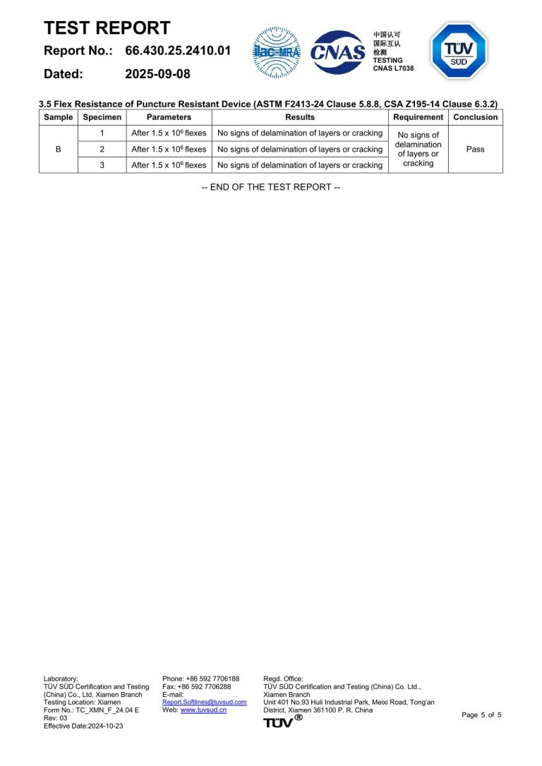 TUV SUD Safety Shoe Test Report - Page 5 image