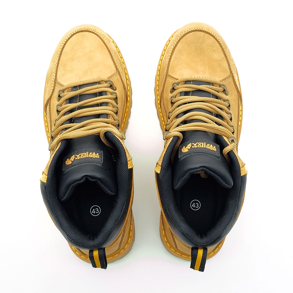 yellow nubuck leather safety shoes product detail
